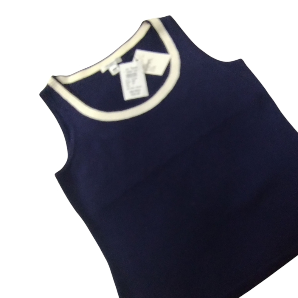 St. John Women's Size Large Santana Knit Sleeveless Sweater Top Old Money Quiet‎ - Picture 7 of 8